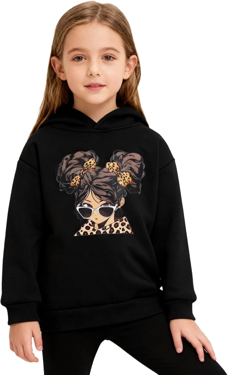 Kids Hoodies Fall Winter Clothes Cartoon Print Long Sleeve Fleece Top Athletic