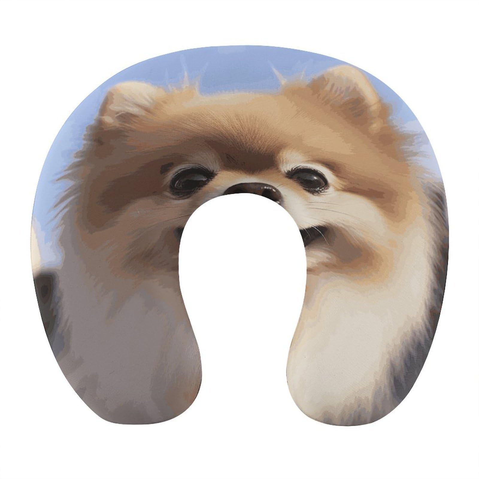 Btcowzrv Style Happy Pomeranian U Shaped Neck Pillow Travel Pillows