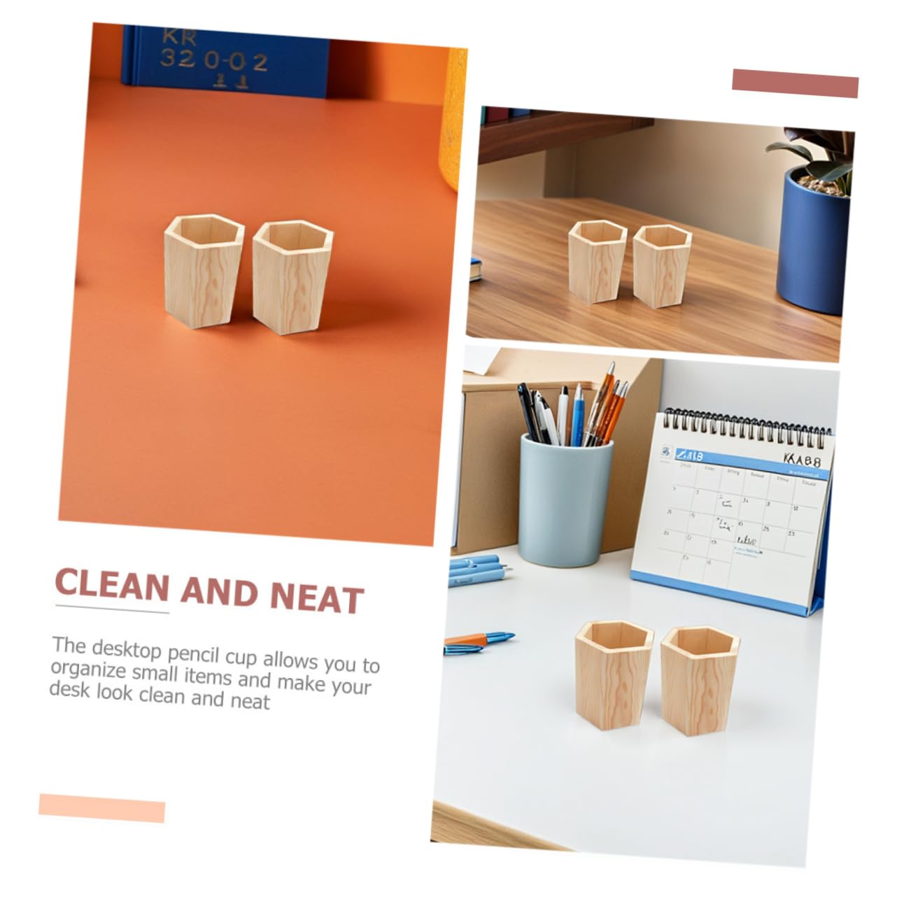 DOITOOL 8 Piezas Portalápices de Madera de Unidades Soporte Multifunción para Bolígrafos y Pinceles Organizador Estable para Oficina y Papelería Decoración Elegante para Escritorio