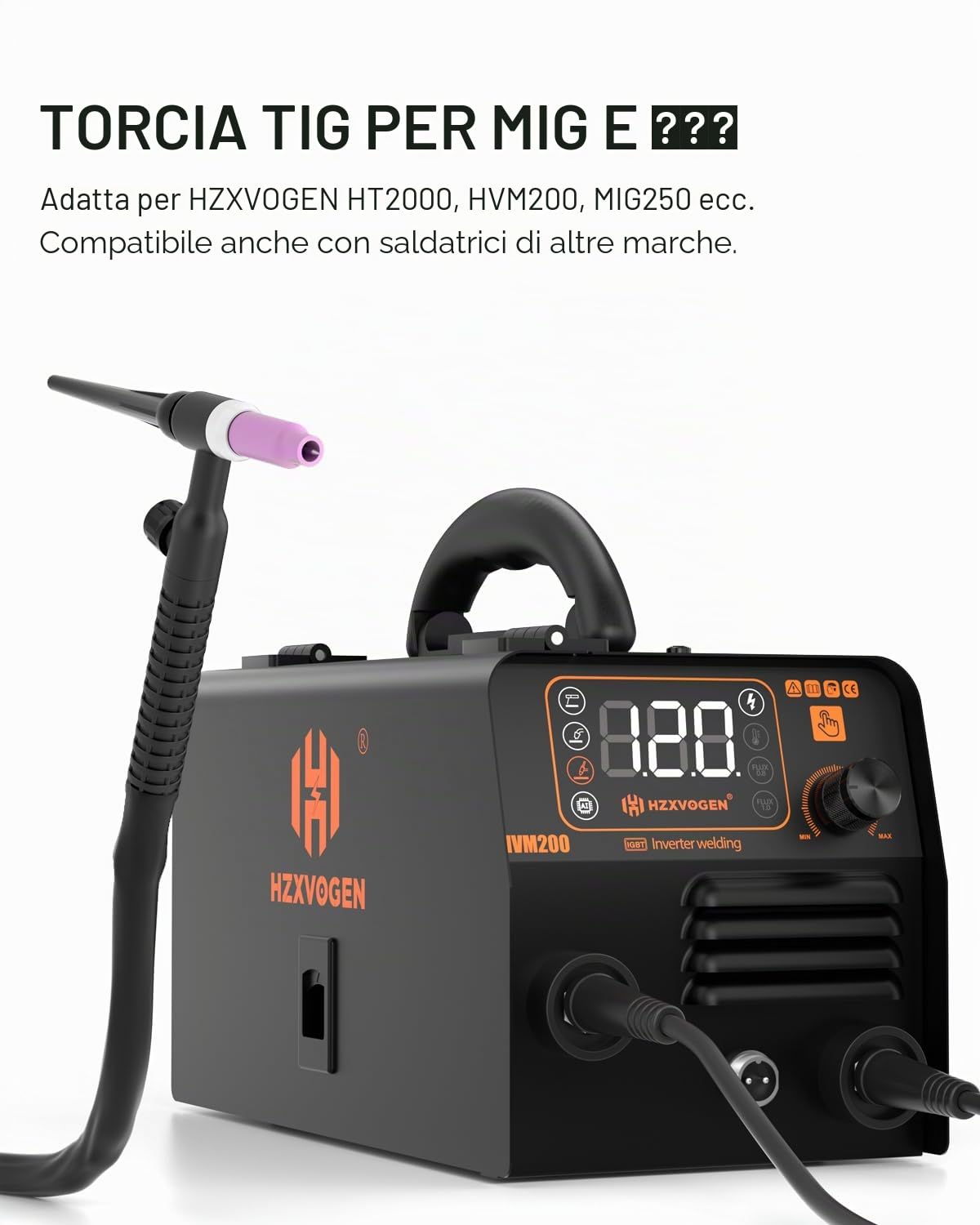 H HZXVOGEN WP17V TIG Torcia di saldatura 4M - Torcia TIG SR-17V raffreddata ad aria, 140A-150A, con connettore rapido per saldatori TIG/Lift ARC