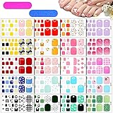 440 Pieces 20 Sheets Toe Nail Stickers Full Wraps Toenail Polish Stickers Summer Design...