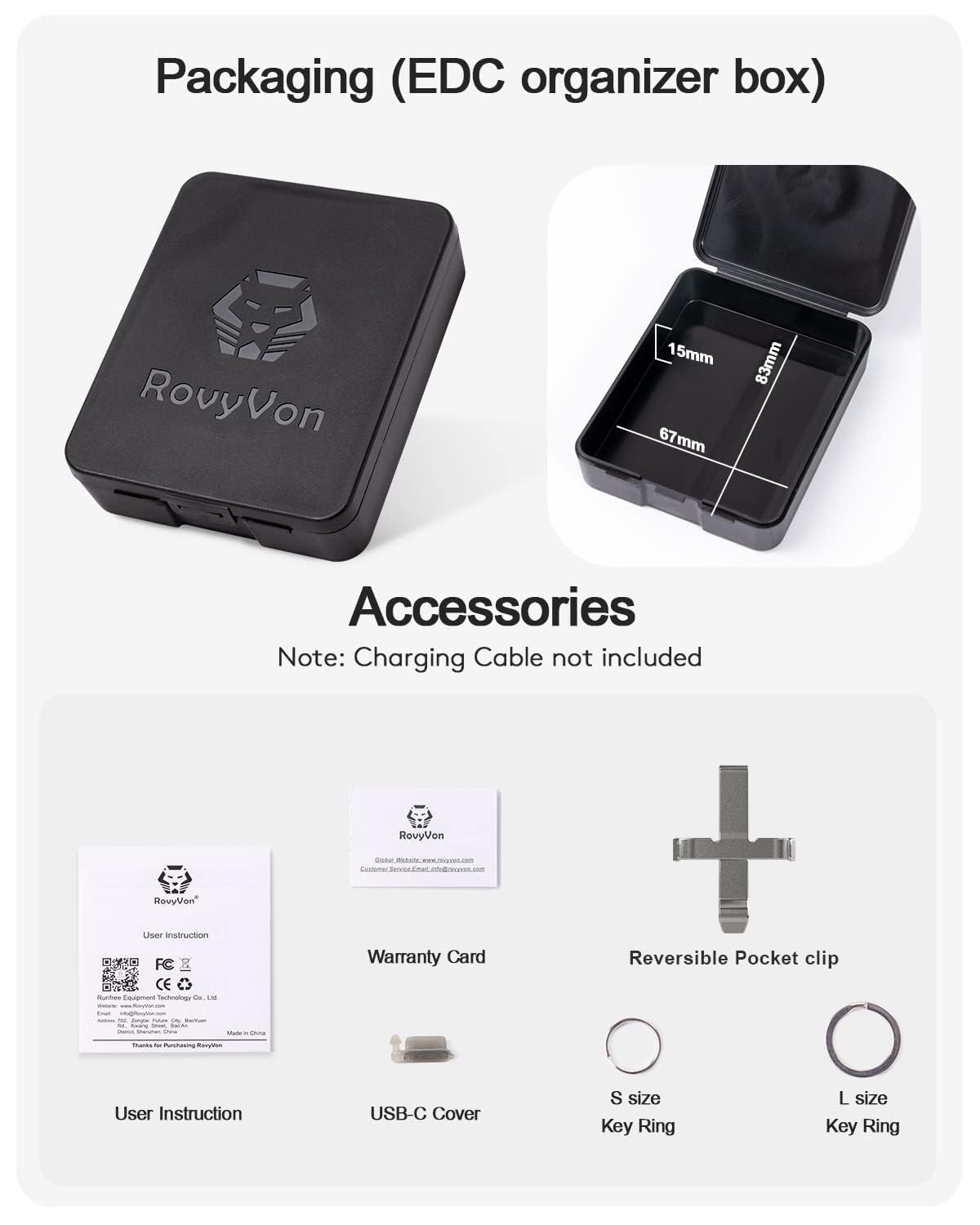 RovyVon Llavero E5, doble fuente de alimentación USB C recargable y AAA reemplazable EDC linterna 4000K blanco cálido LED linterna con luz lateral para camping, senderismo, emergencia