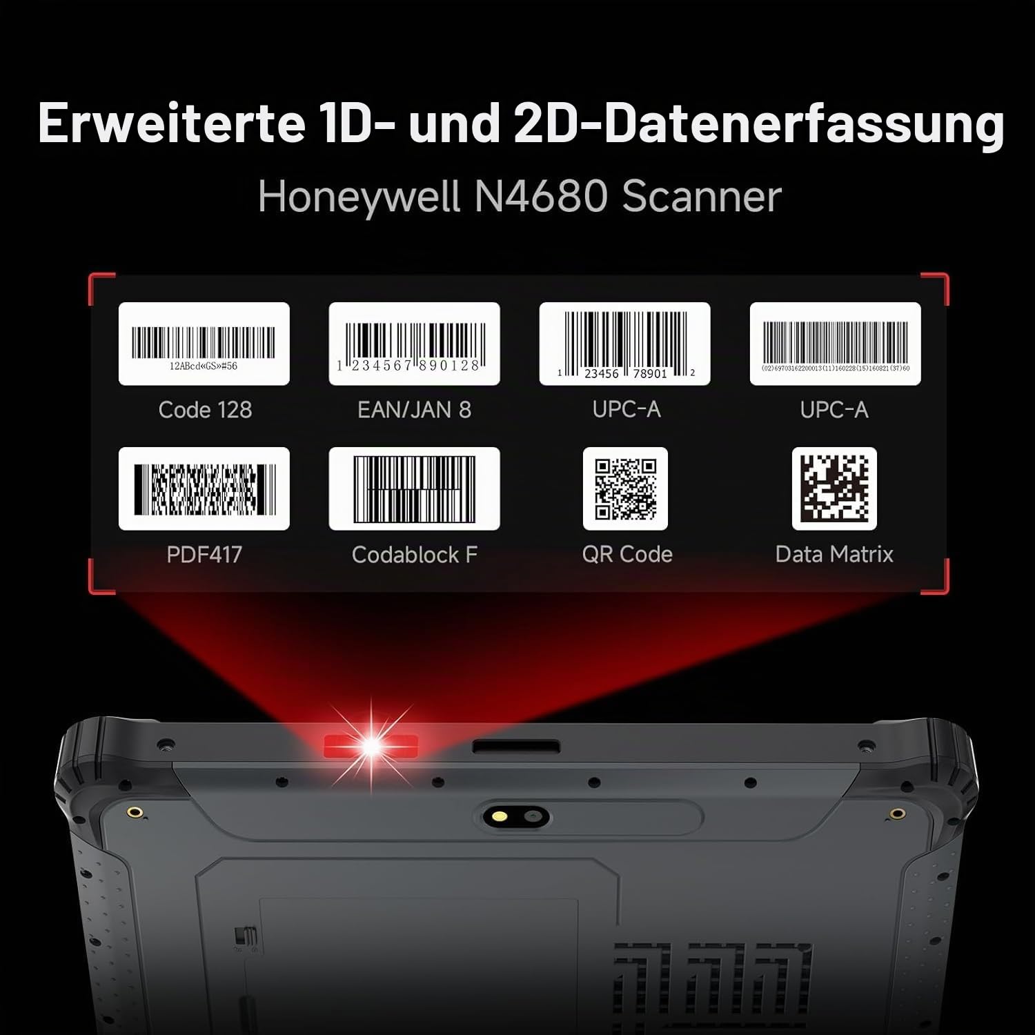 Robustes Tablet M10T mit Barcode-Scanner, 10,1 Zoll 4G Android 14 Tablet, Zebra SE4710, 8GB+128GB, IP65 MIL-STD-810H wasserdicht, 10000mAh, Industrieller Outdoor-Arbeits-PC mit 13+5MP Kamera