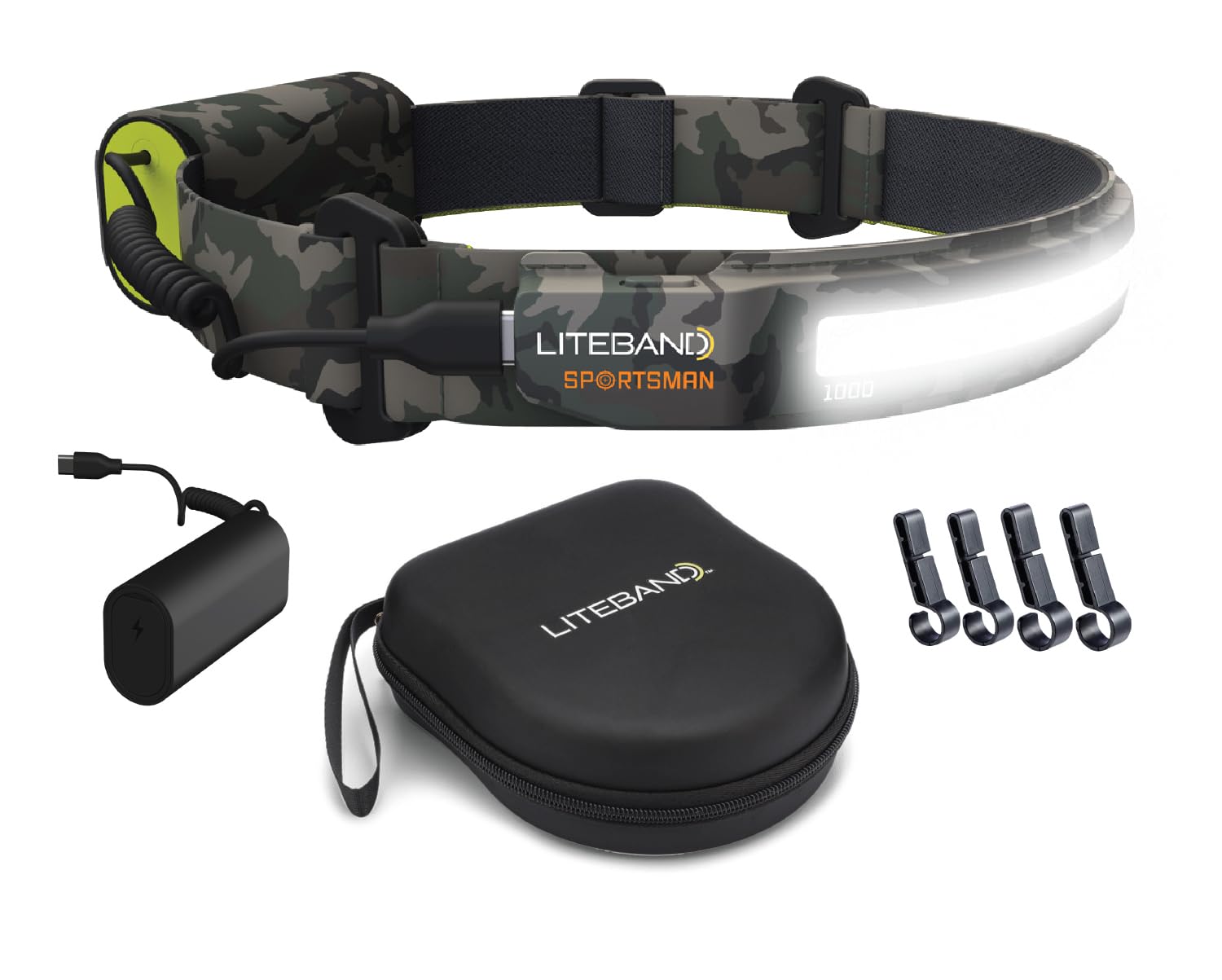 Liteband PRO Bundle 1000 Lumens LED Headlamp Rechargeable Battery Powered, Bright Tactical Head Lamp Flashlight Hard Hat Light, Mechanic Lamps,