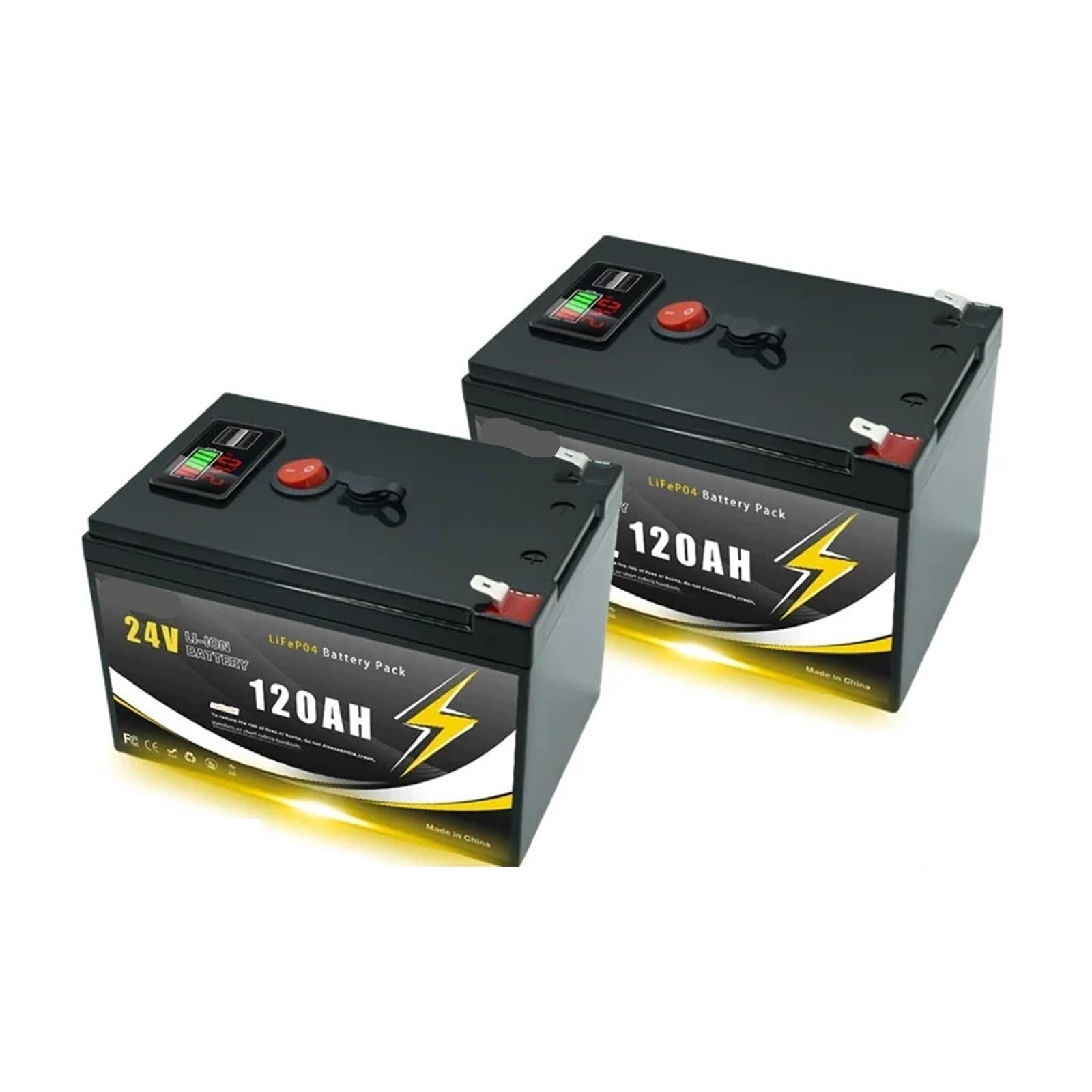 Batteria Ricaricabile Al Litio 24V 120Ah LiFePO4 Profonda 4000+ Cicli for Illuminazione, Ruote Motrici, Energia Solare/eolica, Piccoli UPS