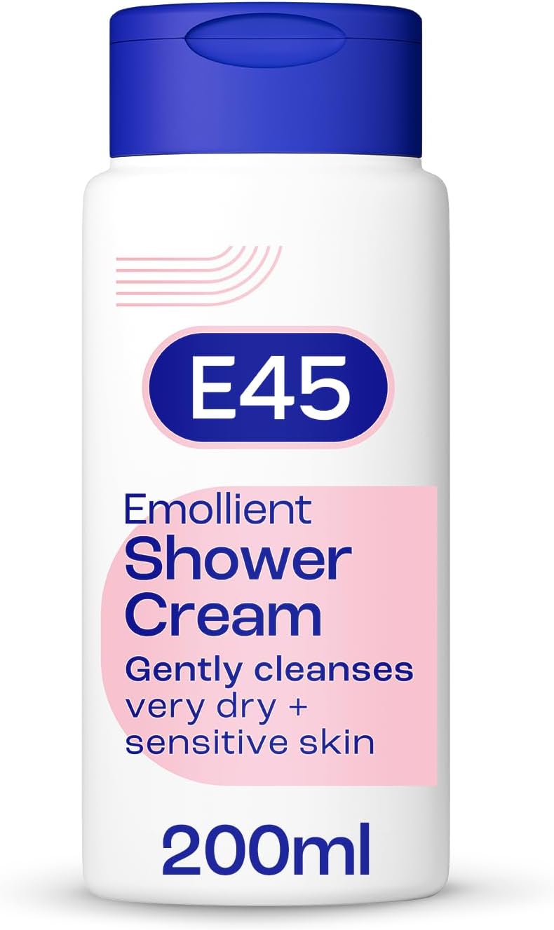 E45 Shower Cream for Dry, Sensitive, and Itchy Skin – Moisturising Body Wash for Men and Women – Helps Maintain Skin pH – Suitable for Eczema and Dermatologically Tested – 200 ml