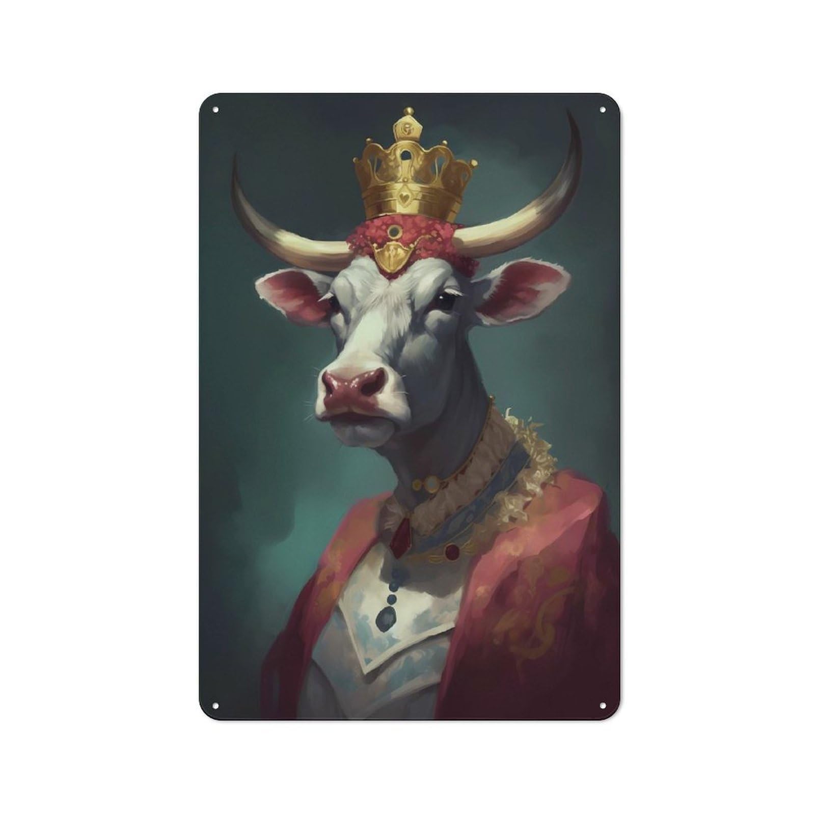 Junmoney Style Tin Wall Plaque 30X20cm With Cow Imaginative Play For Guest Room Or Hallway, For Updating Guest Room And Hallway After Moving
