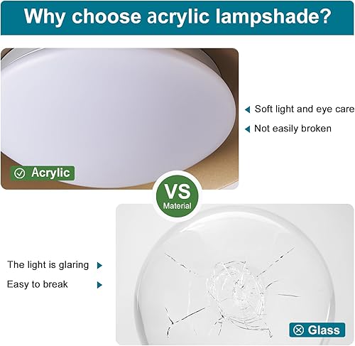 Miniatura 7 de Lámpara de techo regulable de mediados de siglo con pantalla acrílica, luz de techo LED de oro blanco, luz de 5CCT 2700K-6000K para pasillo,