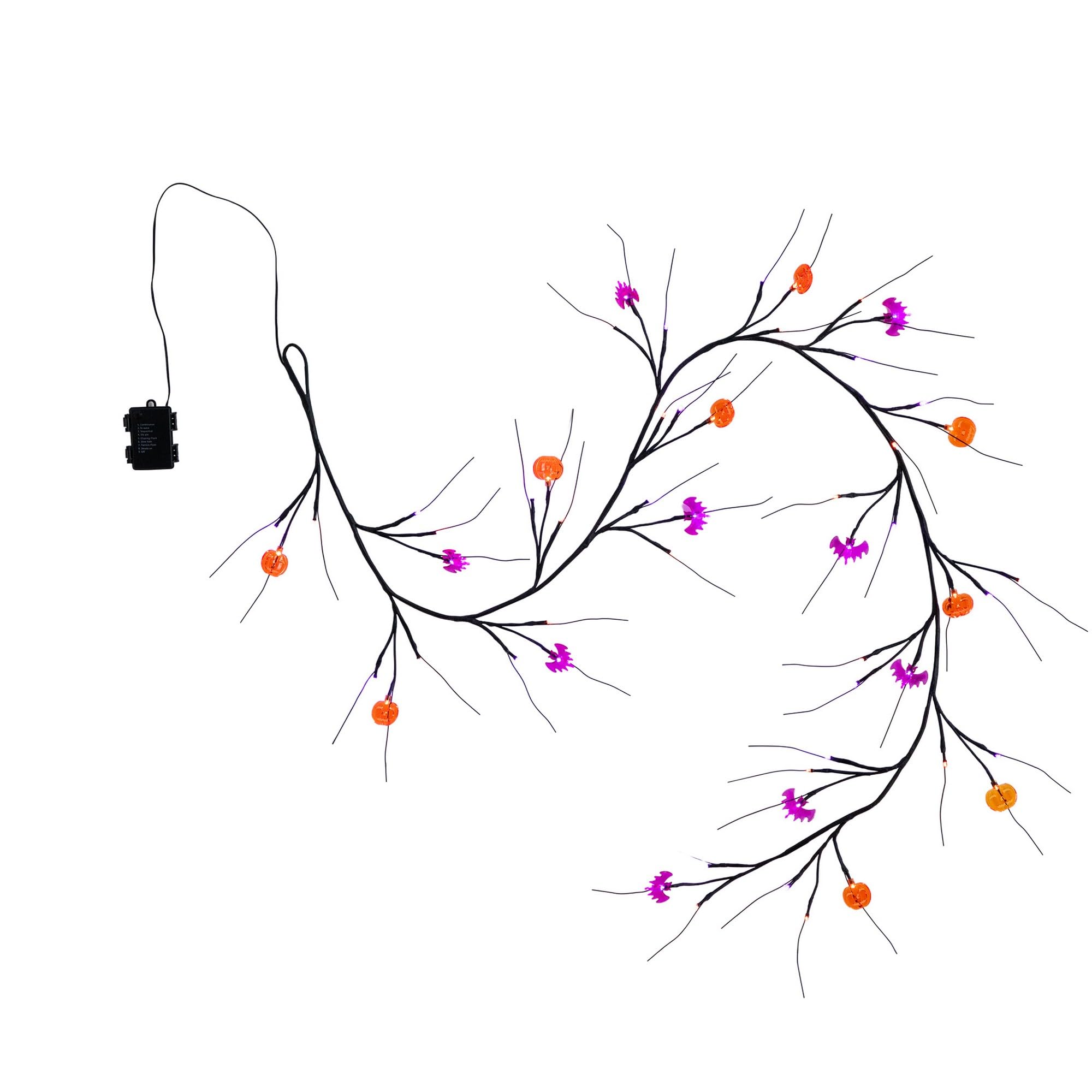 Nearly Natural 6.5ft. Artificial Halloween Twig Garland, Pre-Lit Decor