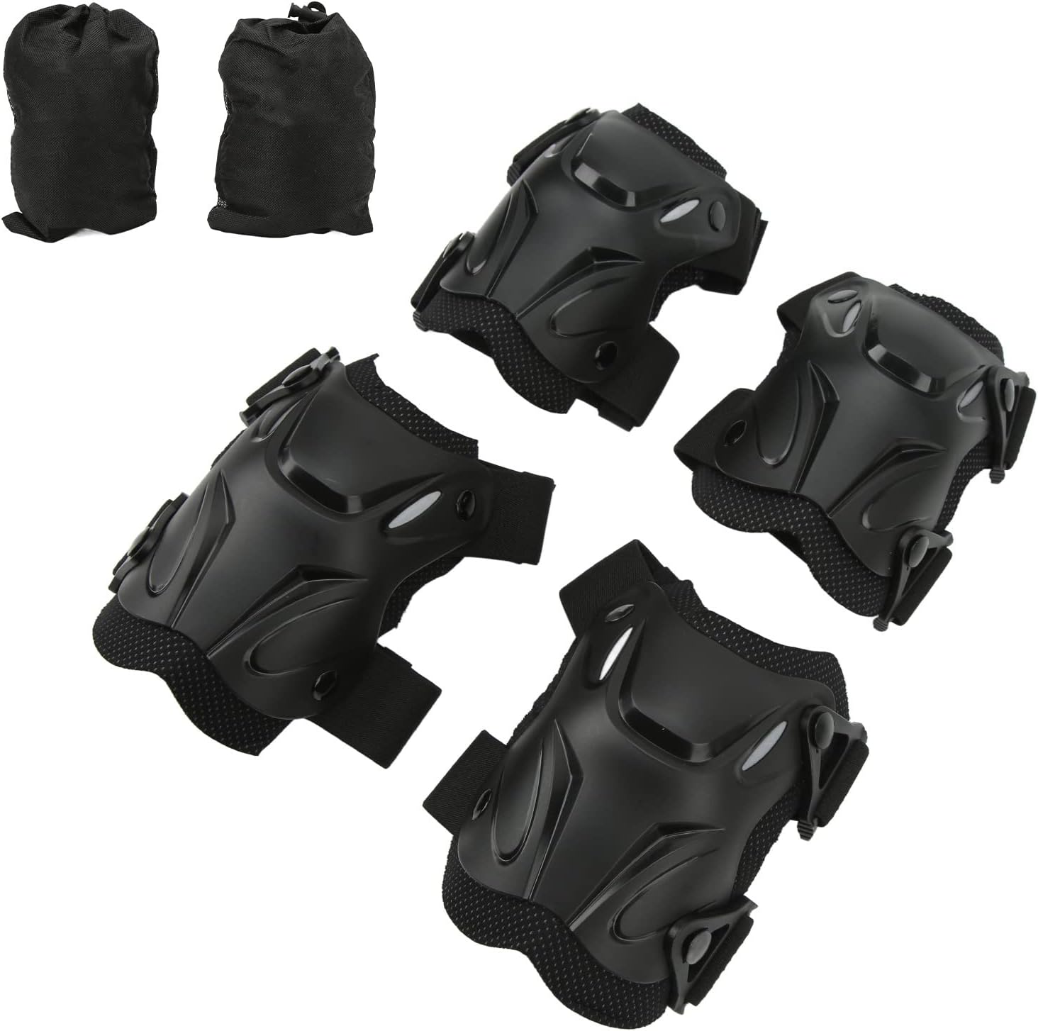 Knee Pads Elbow Pads Guards Adjustable Impact Ergonomic Outdoor Safety Gear Protective Equipment for Cycling Skateboarding Motorcycle Riding Black Free Size