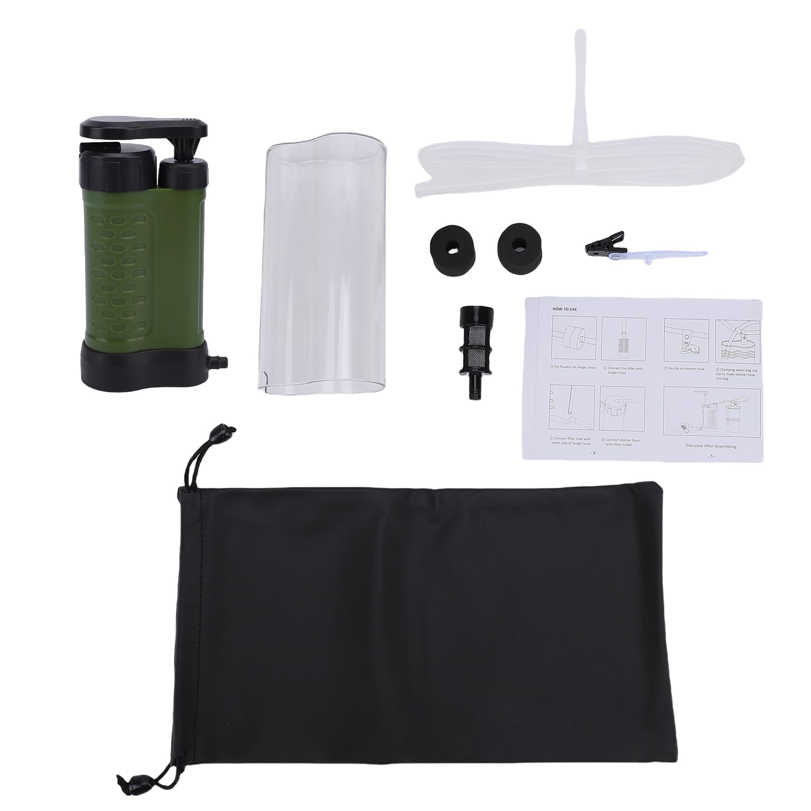 SUNGOOYUE Pompa per Filtro Dell'acqua Portatile, Membrana di Ultrafiltrazione da 0,01 Micron Rimuove il 99,9999% di impurità, con Impugnatura Ergonomica, per Campeggio All'aperto, (verde scuro)