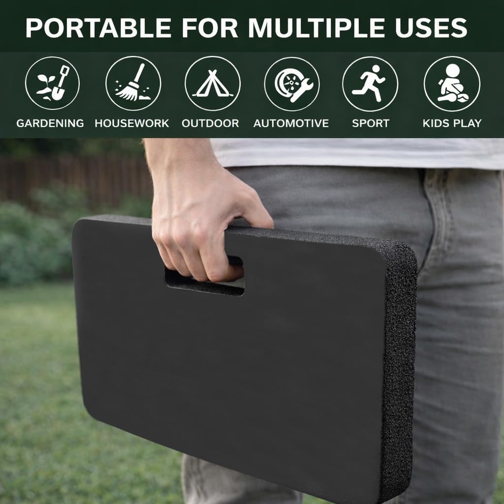 Gardzen 3 Pack Extra Thick Kneeling Pad for Gardening Work, 1.5 Inch Soft NBR Foam Knee Cushion Bathing Baby, Large Smooth Kneeler Mat Yoga Exercise, 18x11, Black