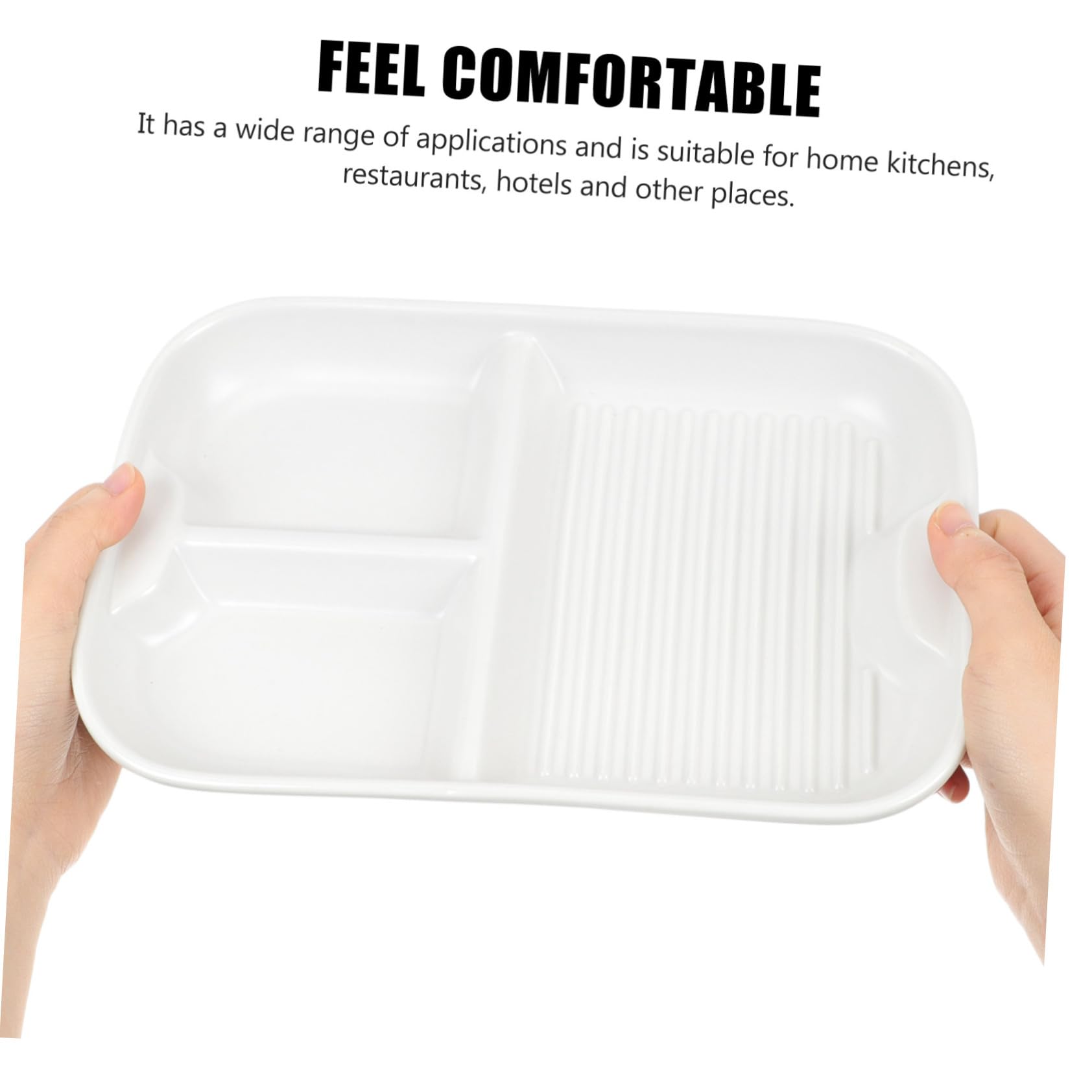 Assiette Compartimentée en Céramique Blanche pour Adultes 3 Compartiments, Surface Lisse et Brillante, pour Repas en Famille ou Réceptions
