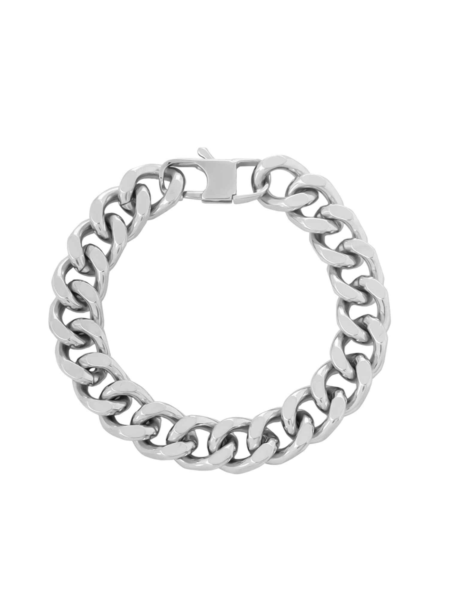 Bracelets for Men and Boys Fashion Silver Bracelet for Men | Mens Silver Toned Stainless Steel Cuban Chain Bracelet | Birthday Gift for Boys Anniversary Gift for Husband