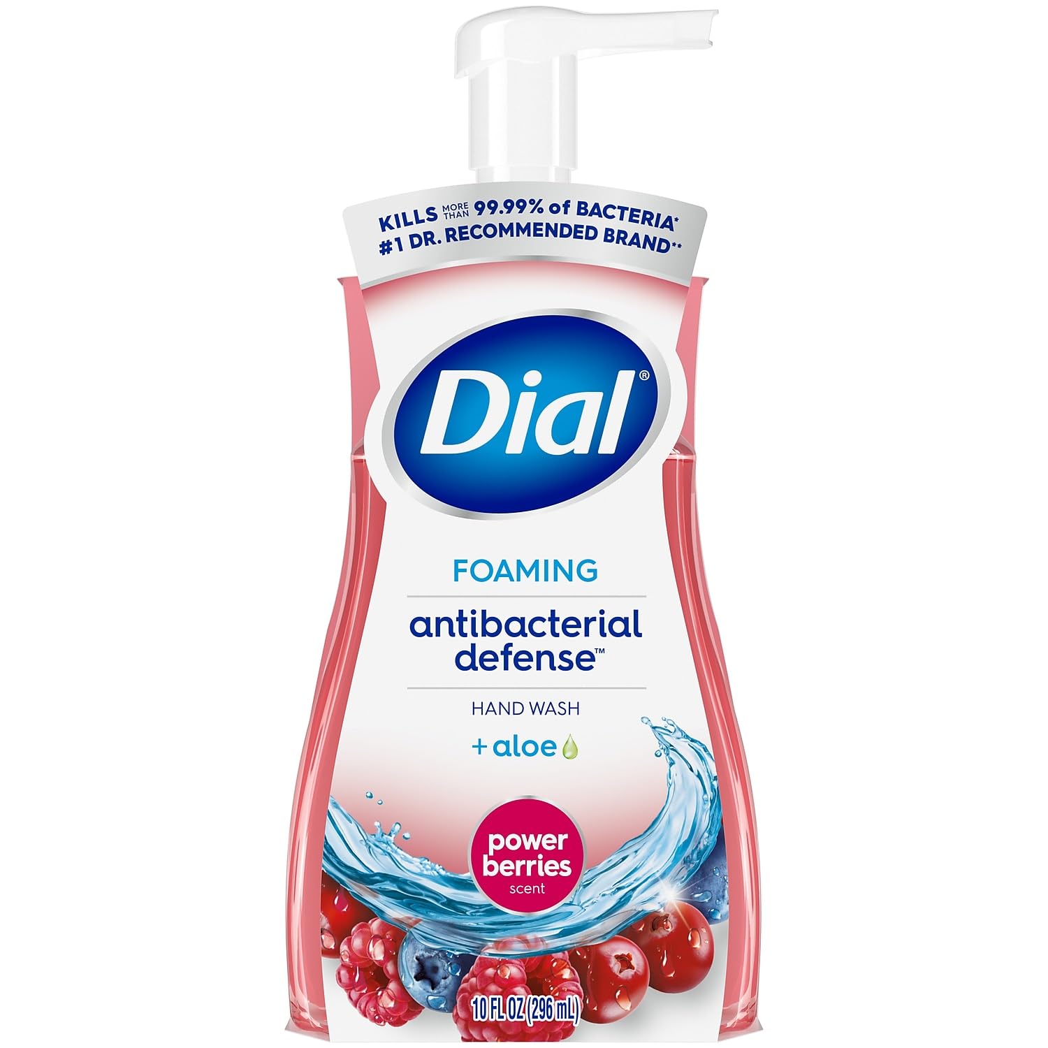 Dial Antibacterial Defense Foaming Hand Soap, Power Berries Scent, 10 Fl. Oz., 8/Carton (017000347271)