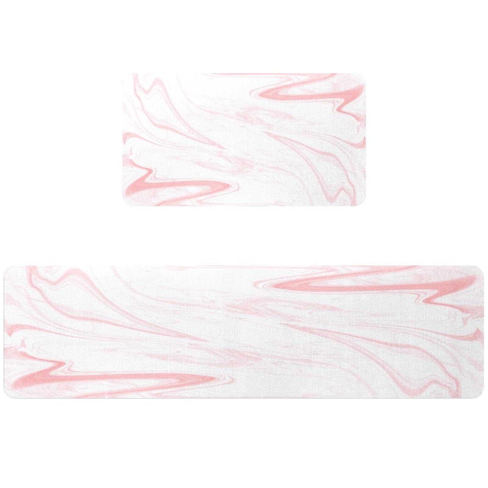 2 alfombrillas de cocina de mármol rosa VAPOKF lavables
