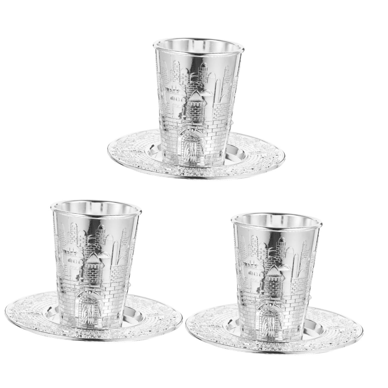 Cabilock 3 Juegos Juego De Copas De Oración. Vaso De Vino Bandeja De La Vendimia Vasos De Whisky Copa Cáliz De Oro De Vino Con Platillo Sagrada Judía Aleación De Zinc Silver