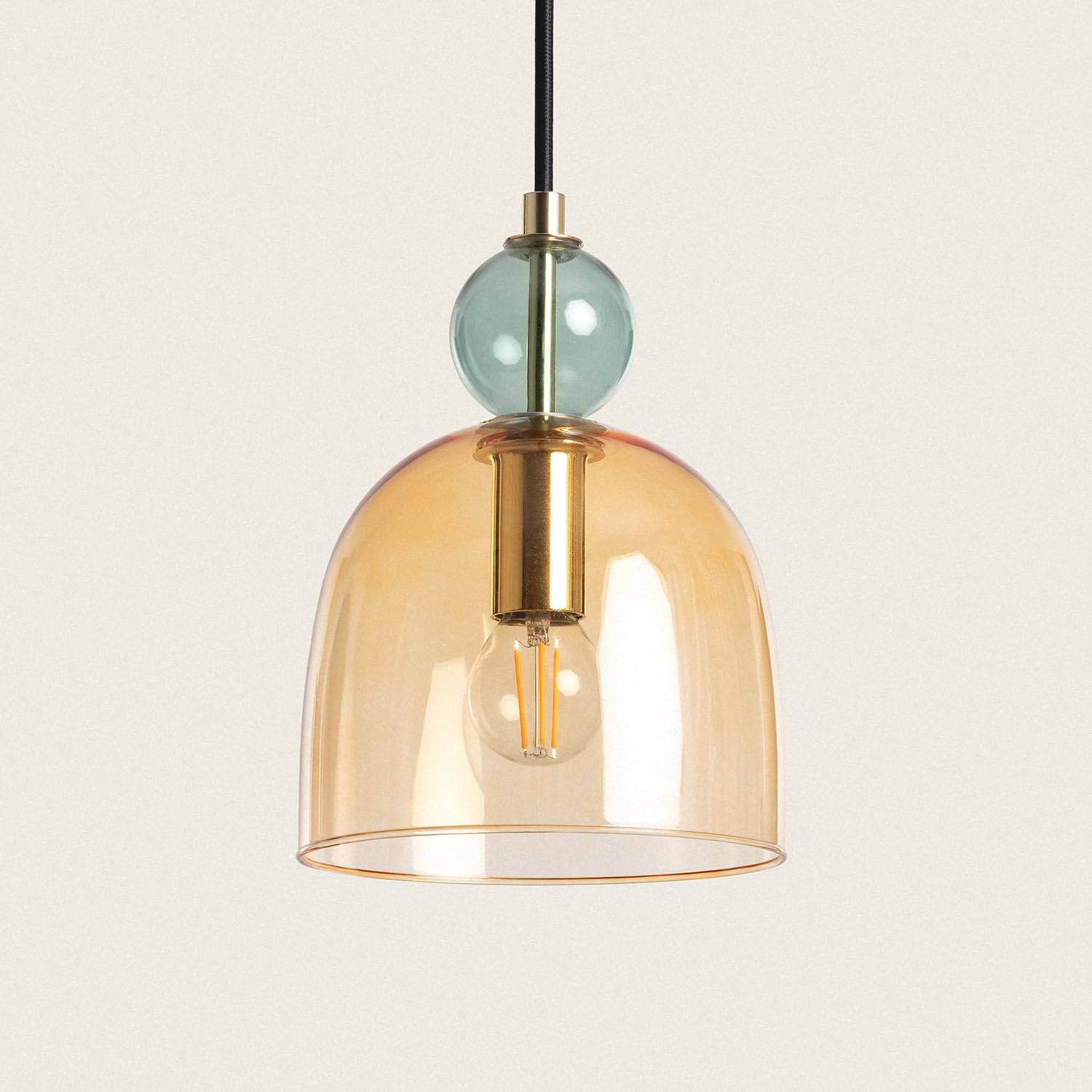 LEDKIA LIGHTING Lampada a Sospensione Metallo e Vetro Mono-Baudelaire Ambra E14