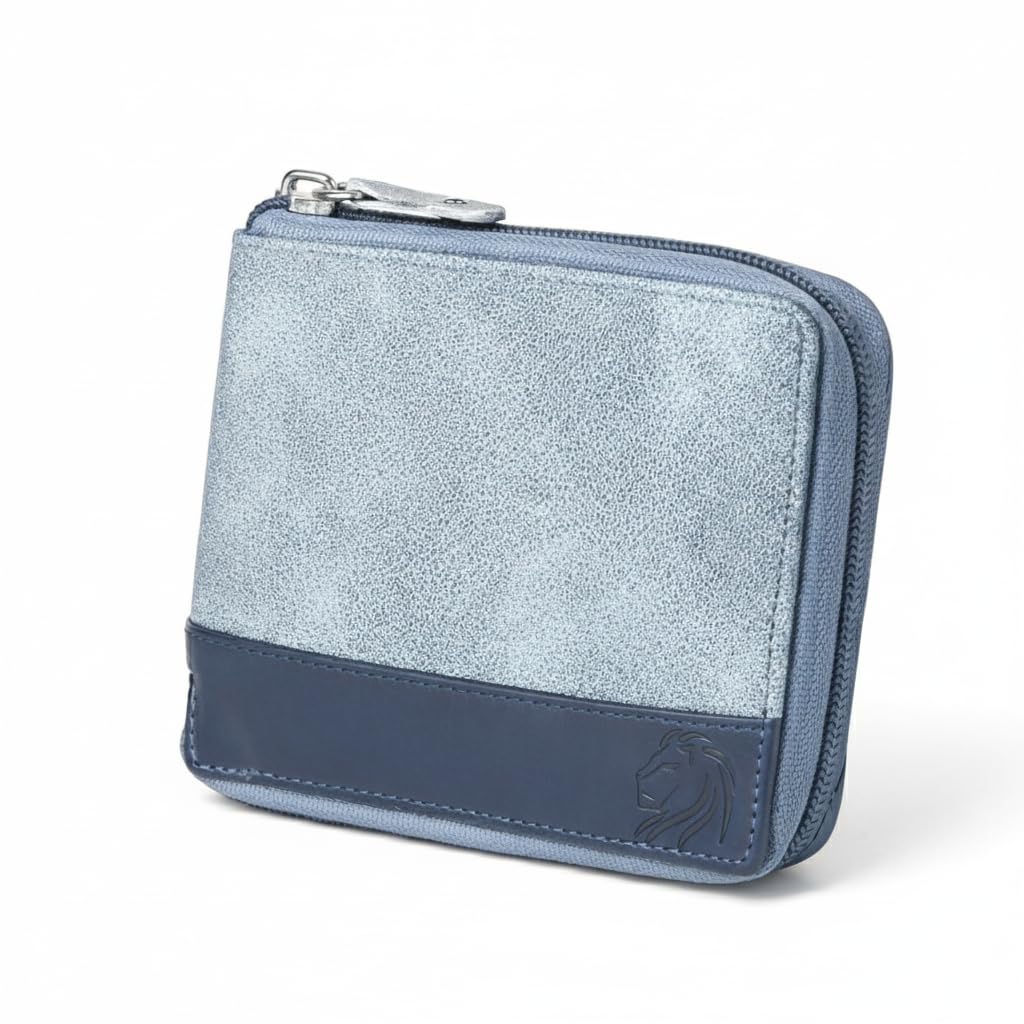 VEMILIO Denim Chain Wallet for Men & Women– Rounded Design with 5 Card Slots | 2 Secret Compartments | 2 Cash Pockets | Zipper Coin Pocket (Blue)-image-23