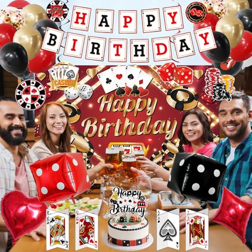 Image of Crenics Casino Theme Party Decorations, Poker Birthday Party Supplies