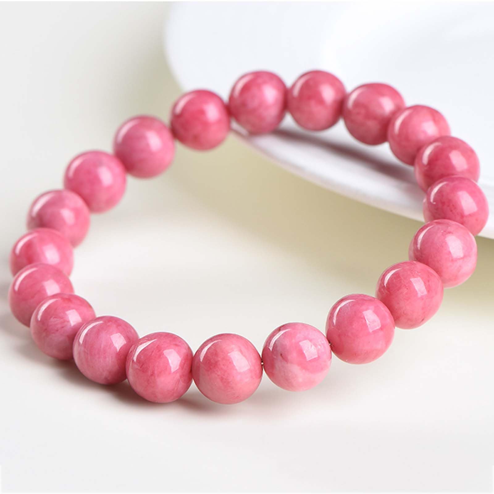Pulseras con Cuentas de Cristal de rodonita para Mujeres y Hombres