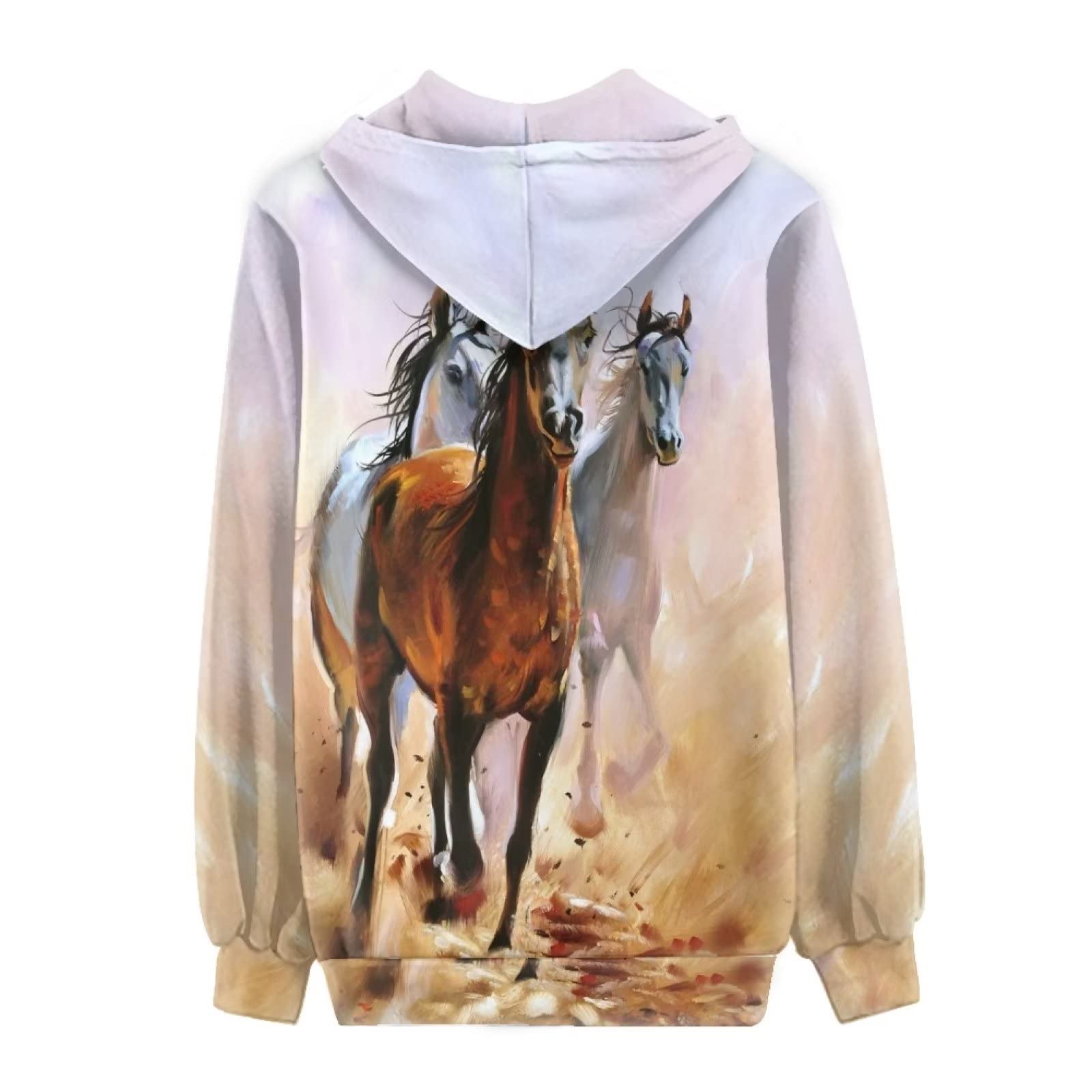 HUIACONG Bluza z kapturem zapinana na zamek błyskawiczny damska bluza z kapturem rozmiar XS-5XL nastolatki sweter, Olej z koni, 4XL