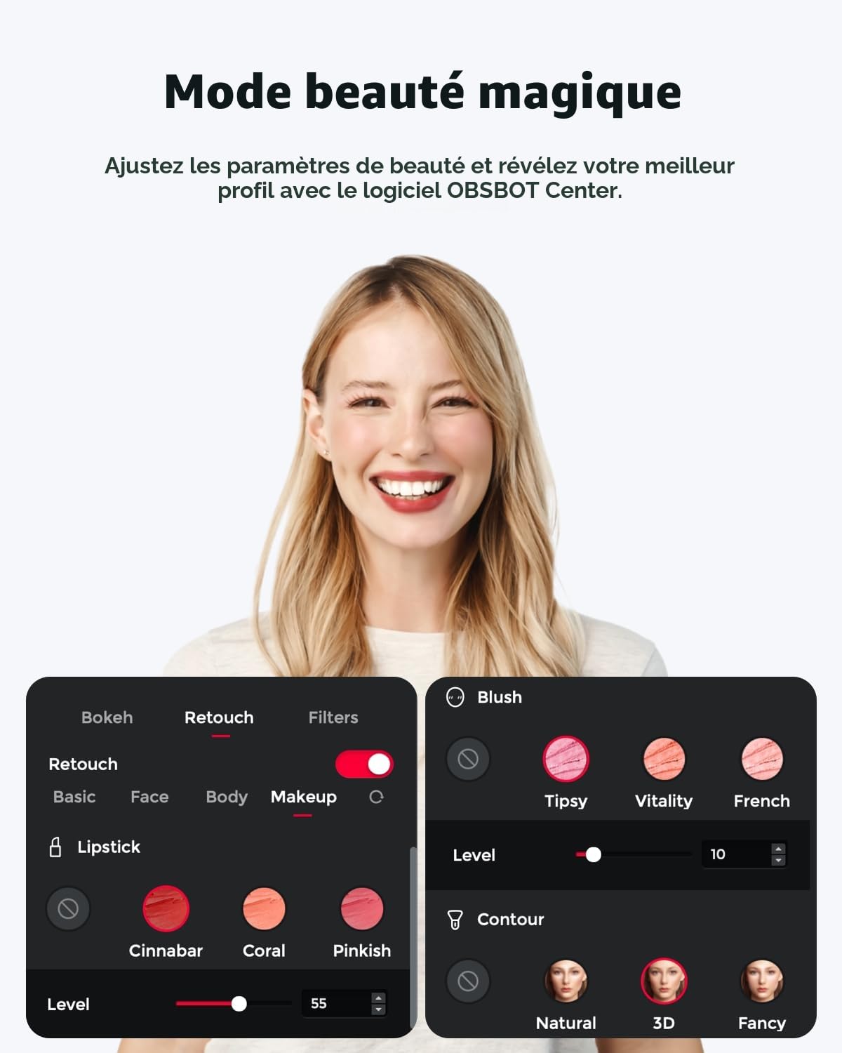 OBSBOT Meet 2 - Webcam 4K pour PC avec Capteur 1/2", Cadrage et Autofocus AI, Mode Beauté, Lightweight, HDR, Webcam avec Microphone,60 FPS, Caméra Web pour Le Streaming, Réunion, Jeux, etc.