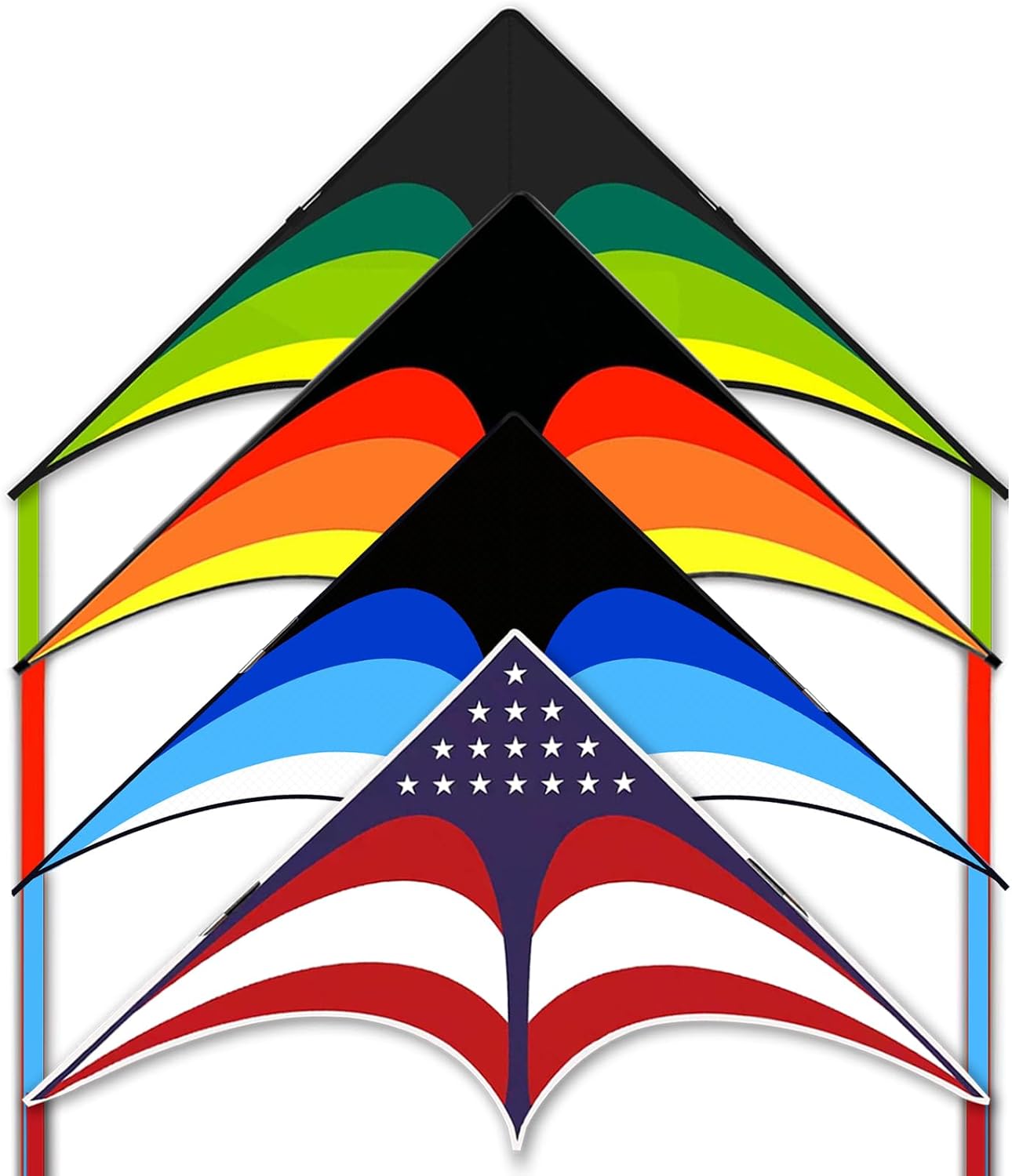 Mint's Colorful Life 3 Pack Delta Kites for Kids & American Flag Kites, Extremely Easy to Fly Kite, Best Kite for Beginner