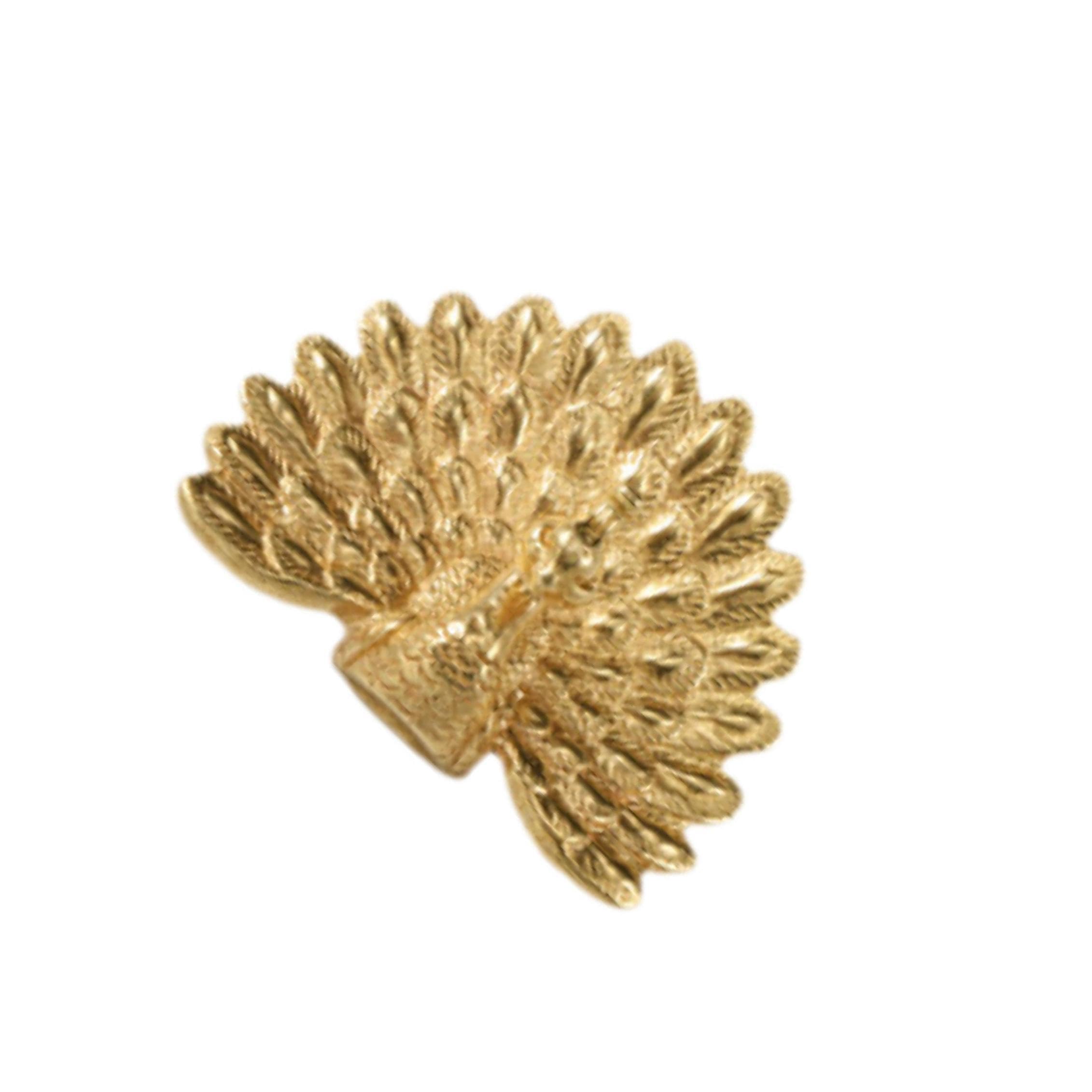 TWISAXC for Creative Gift Animal Figurine Statue Brass Peacock Handle Funny Dresser Pull for Bedroom Cupboard Vivid and Vivid