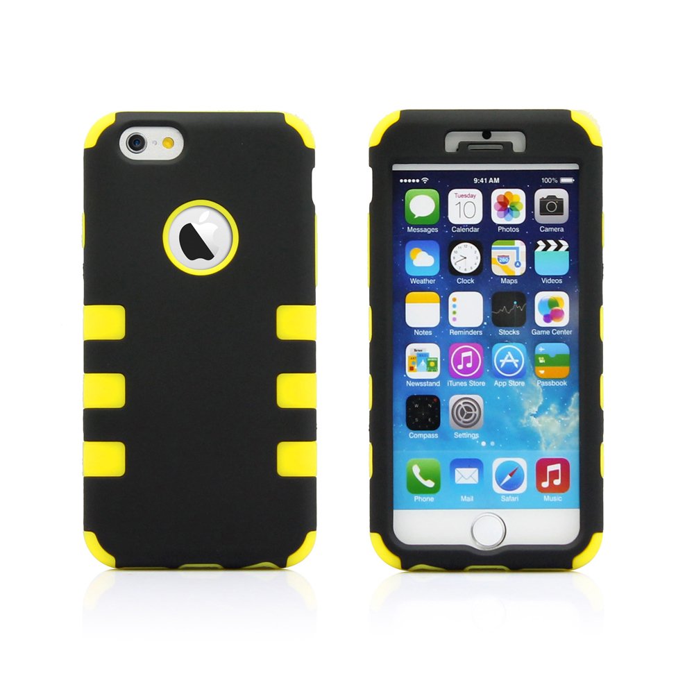 Trenro Hybrid Hard PC Soft Silicone Back Case for iPhone 6 - Yellow