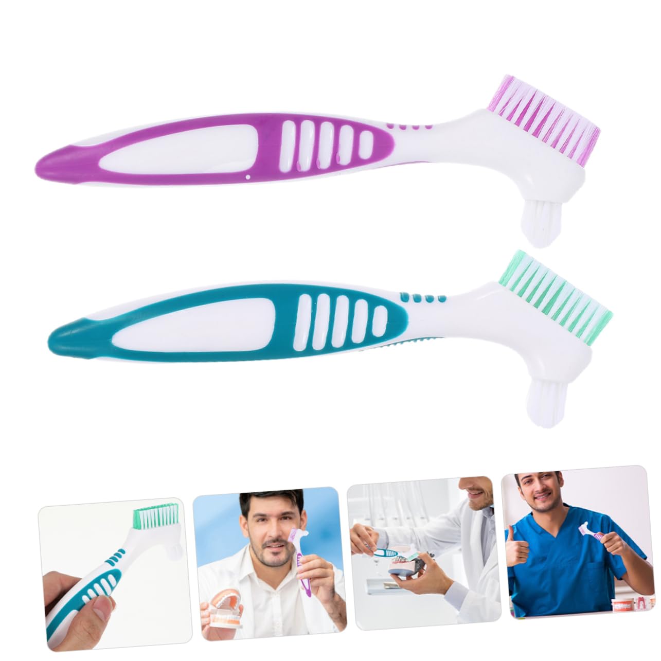 VALICLUD 4 Set Spazzola Per La Pulizia Della Protesi Denti Difficile Spazzolino Setole Pulito Nylon 4 Pezzi*4