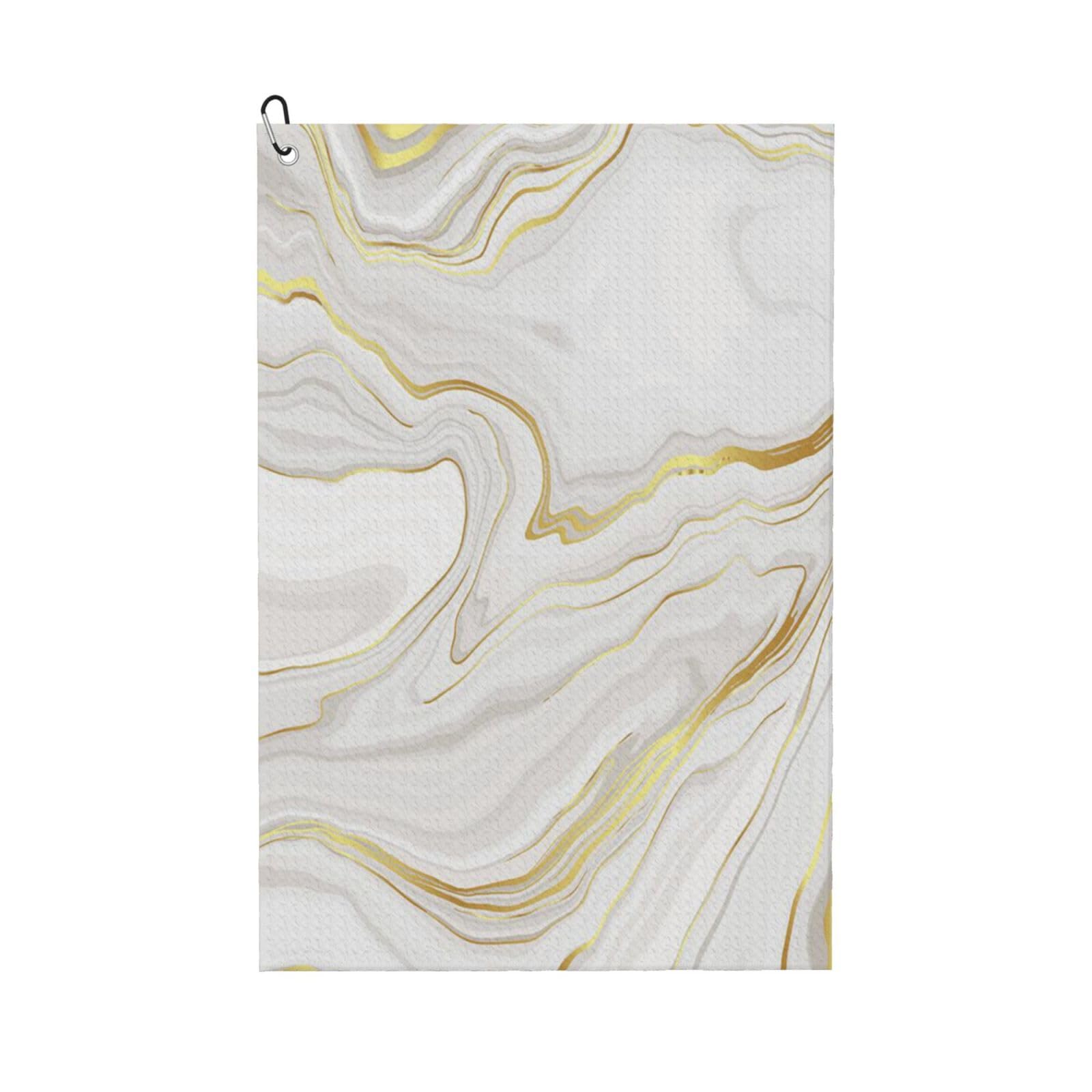 Hnnkloy Marble White, 16x24 in Portable Waffle Golf Towels with Carabiner Clip for Golf Bag