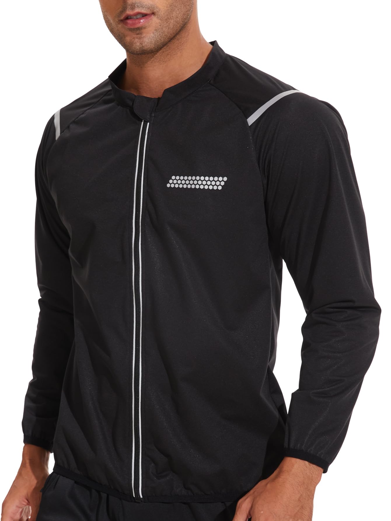 LAZAWG Men Sauna Suit Workout Sweat Jacket Zipper Gym Sauna Shirt Heat Trapping Sweat Top