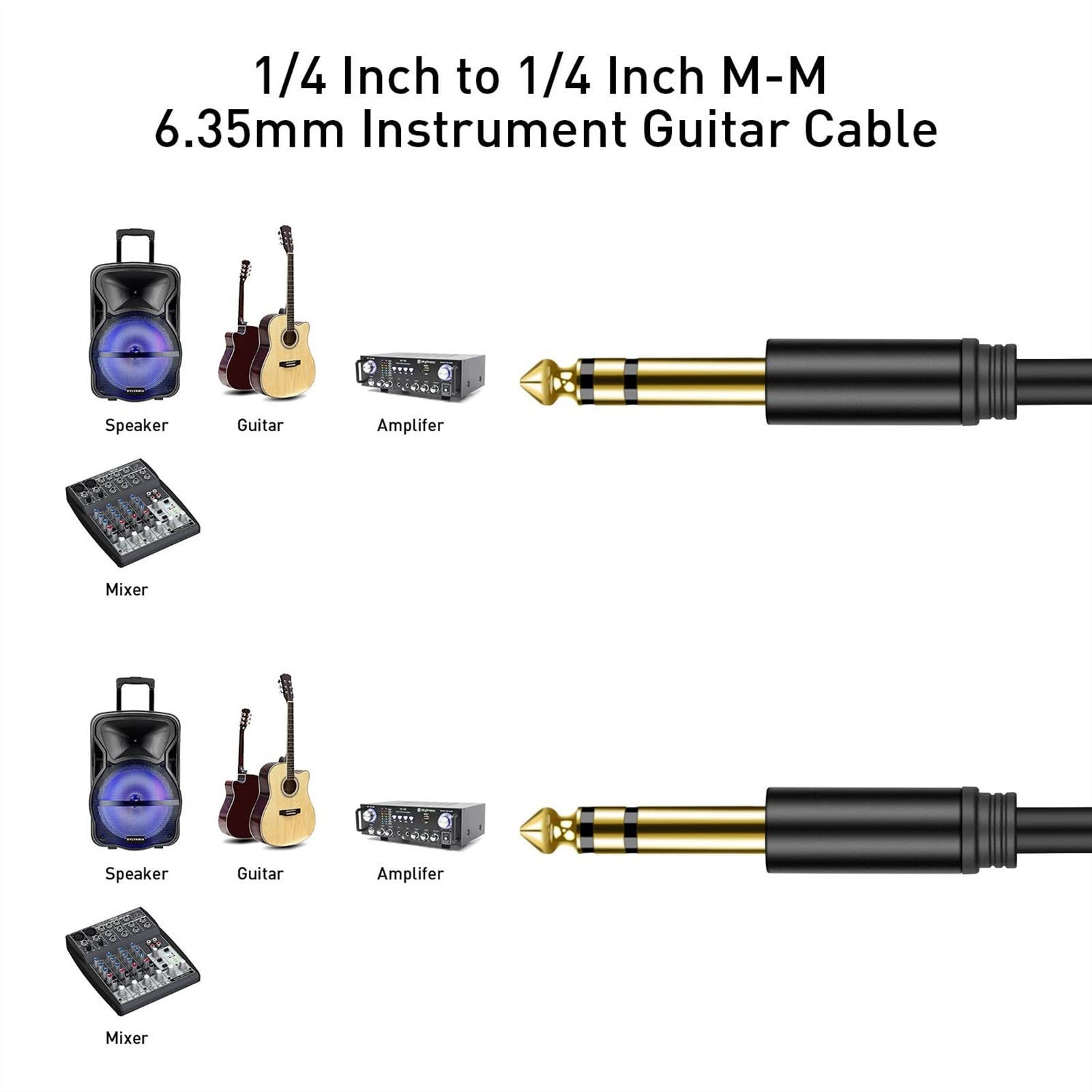Gitarren instrumentenkabel 6,35 Mm Bis 6,35 Mm Instrumentengitarrenkabel, 1/4 "männliches Bis 1/4" Männliches Ausgewogenes Stereo-Kabel (Size : 6 m)