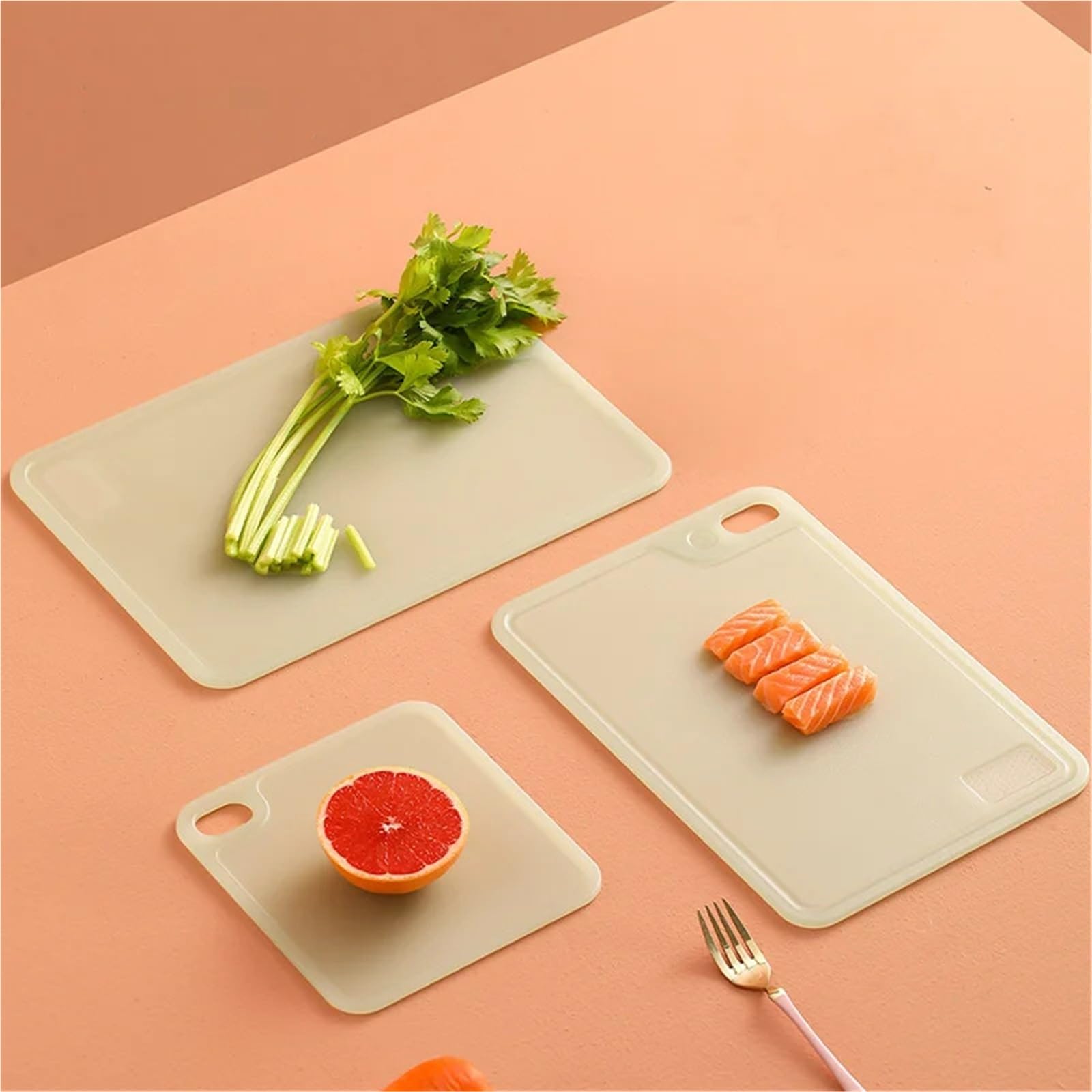 Tabla de cortar de plástico Tabla de cortar doble cara for cocina, hogar, auxiliar, alimentos, sección delgada(Large Chopping Board)