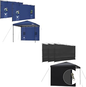 KAMPKEEPER 3Pcs 10X10 Canopy Tent Sidewalls with Zipper Black 2Pcs Instant 10X10 Canopy Sidewalls with 4 PocketsNavy Blue