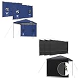 3Pcs 10X10 Canopy Tent Sidewalls with Zipper (Black) 2Pcs Instant 10X10 Canopy Sidewalls with 4 Pockets(Navy Blue)