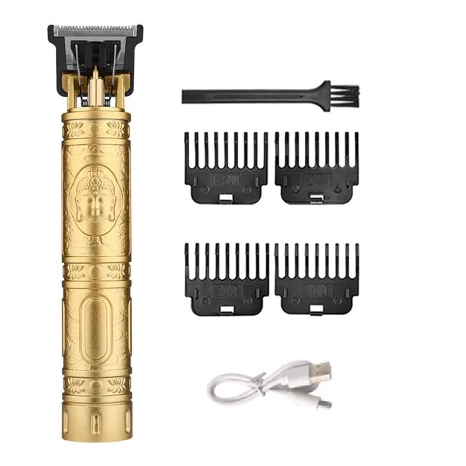 Rasoio professionale da uomo, rasoio elettrico senza fili, rasoio per barba, macchina per tagliare i capelli, parrucchiere, stile di taglio dei capelli (Gold Buddh)