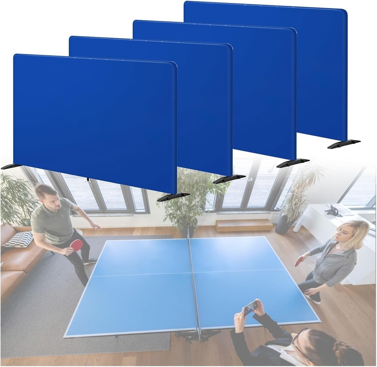 Generico Il Set di 4 divisori mobili per Palline da Ping Pong, Ideale per campi da Tennis da Tavolo, competizioni e competizioni. Facile da installare. (140x72 cm/55,1x28,3 Pollici)