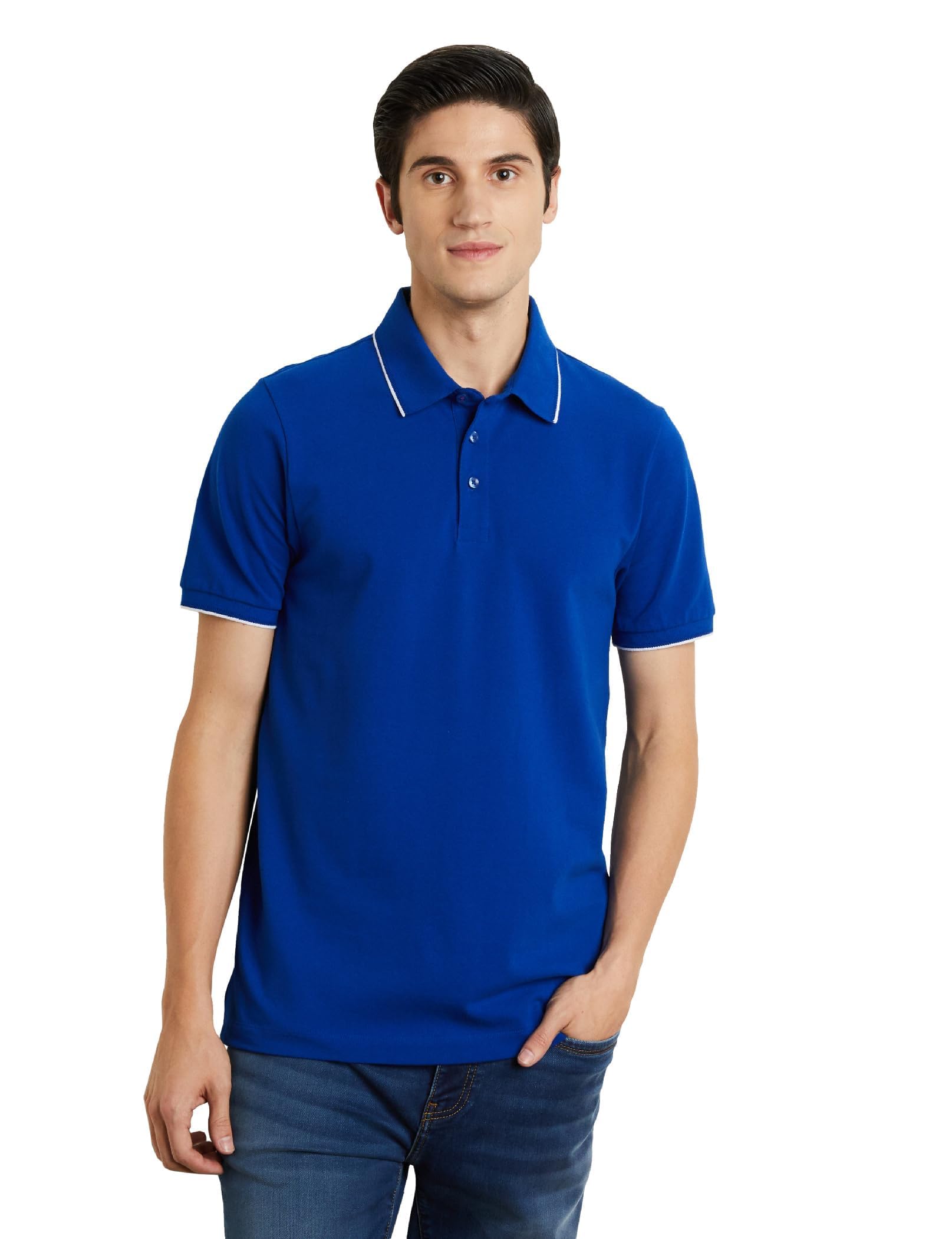 Symbol PremiumMen's Cotton Stretch Solid Polo T-Shirt (Regular Fit | Pique Knit)