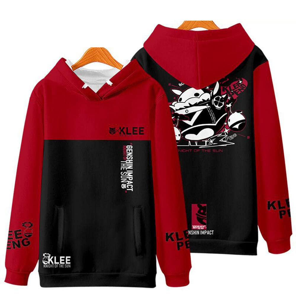 Genshin Impact Anime 3D Printed Hoodies, Mona Ganyu Keqing Lumine Aether Paimon Figure cosplay Fashion Jumpers Unisex Long Sleeve Sweatshirt-Klee-1_XL