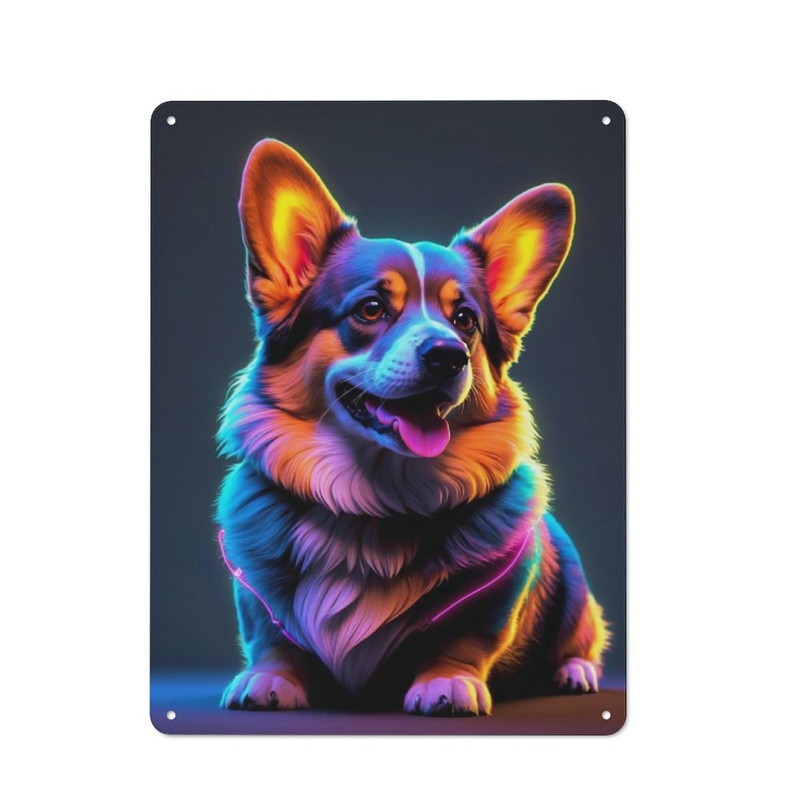 Retro Corgi Dog Neon Vintage Tin Sign 40x30cm, Retro Room Decor for Lounge, Study, Pub Or Wall Gallery