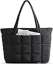 BAGSMART Expandable Tote Bag for Women, Puffer Work Tote Handbag, Quilted Carry On Bag for Travel Gym