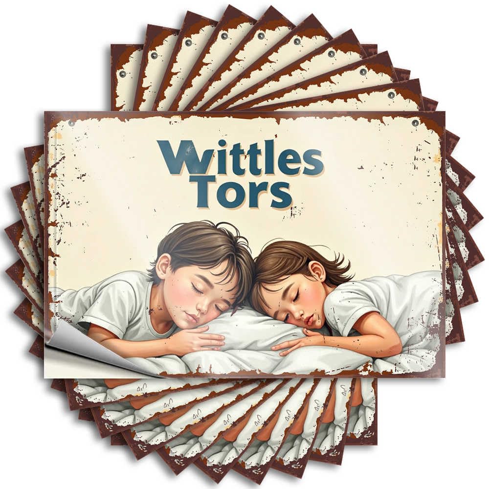 Unique, Quote Hat Sweet Dreams: A Wholesome Bedtime Scene with Two Children | Comfort Patio Bar Accessories(6X9CM)