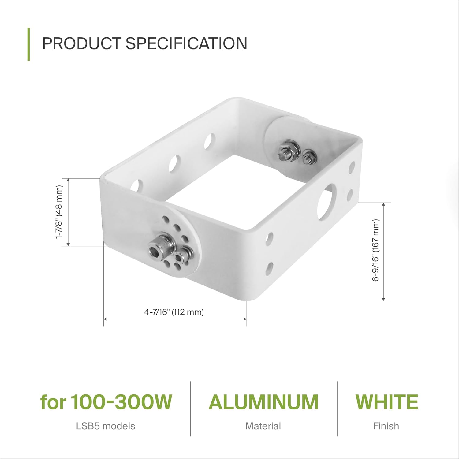 ASD Full Trunnion Mounting Bracket for LED Area Lights | Compatible with 150-300W LSB5, LSB5A, LSB5B | White, 20 Pack