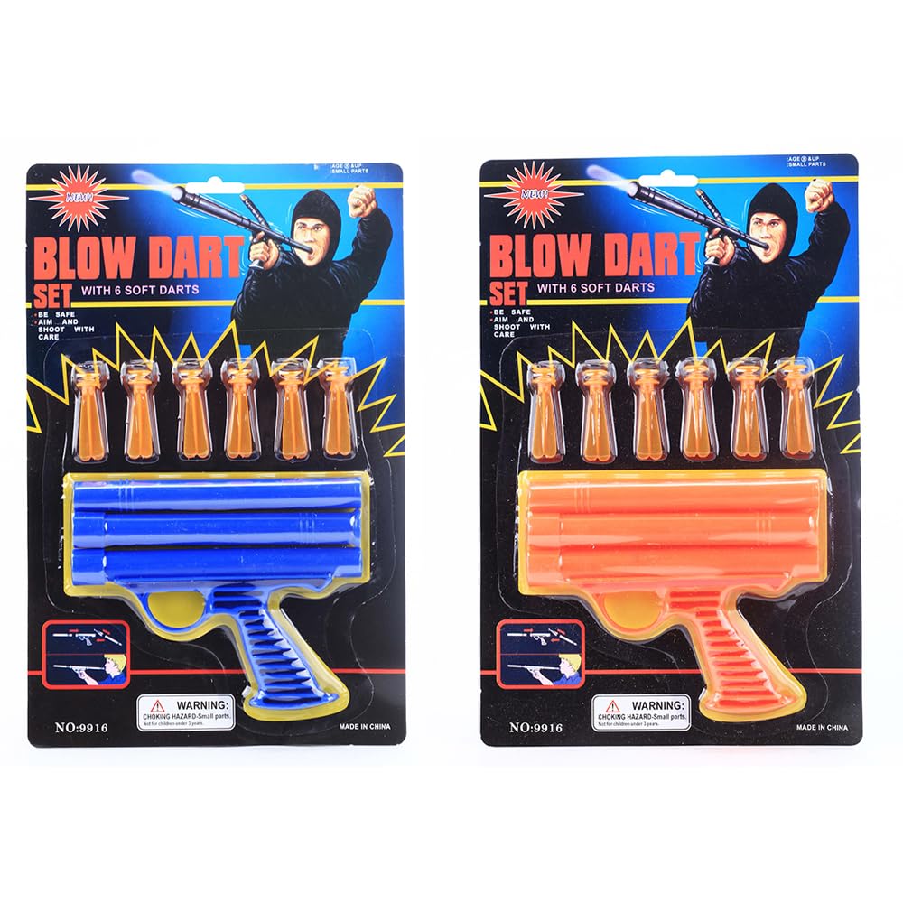 Blow Dart Set With 6 Soft Darts-Assorted Color
