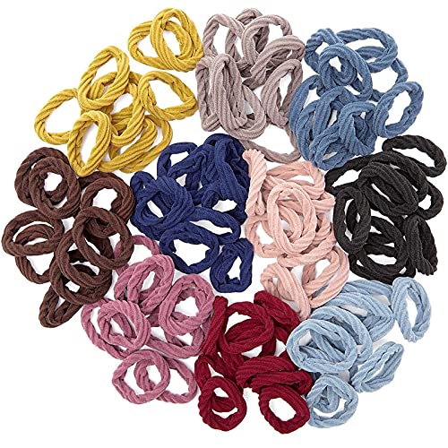 Juvale Elastic Fabric Hair Ties (100 Count), 10 Colors