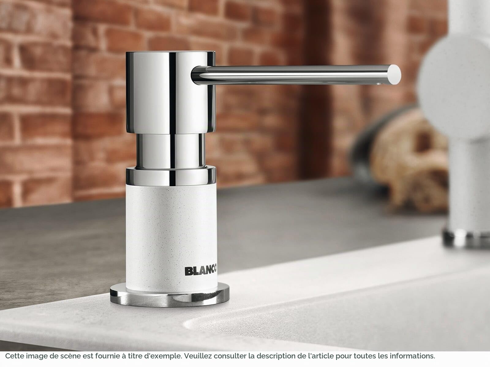 BLANCO Distributeur de liquide vaisselle LATO en argent/chromé - Compatible avec tous les robinets de cuisine Blanco - Facile à remplir par le haut - Distributeur de savon - Trou de 35 mm - Contenu