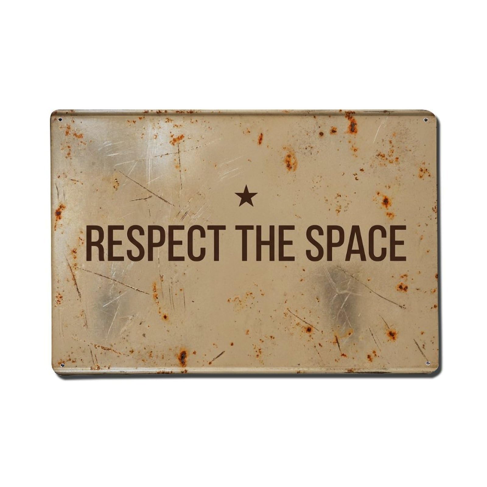 Olhnbad Style Respect The Space Bathroom Quote Text Layout Metal Tin Sign
