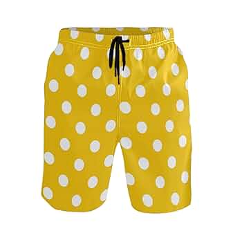Amazon.com: Polka Dots Yellow Men's Swim Trunks Beach Shorts